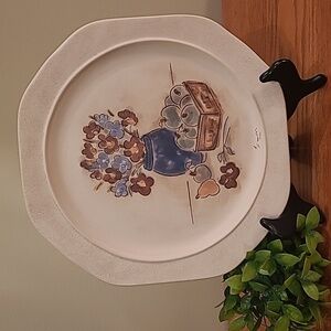 VINTAGE Decorative Handpainted Ceramic Wall Plate By Quebec Artist Simon
